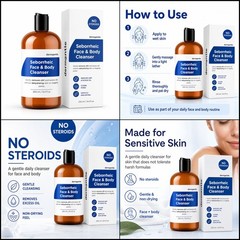 Seborrheic Dermatitis Face & Body Cleanser Hydrating Wash Oil Free 8 fl. oz