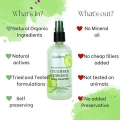 EcoBerry Cucumber Hydrosol Toning Facial Mist For All Skin Types 100ml q437