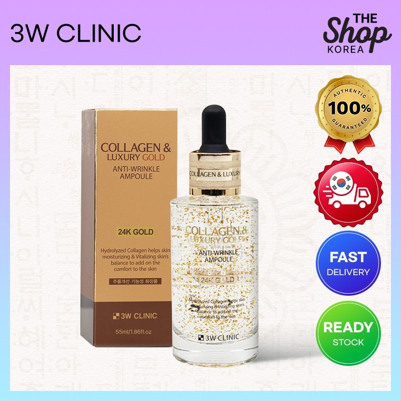 3W Clinic COLLAGEN & LUXURY GOLD ANTI-WRINKLE AMPOULE 55ml