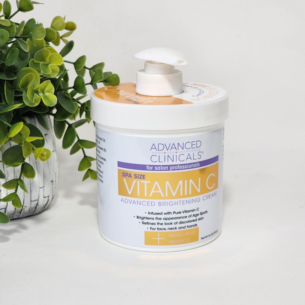 Advanced Clinicals Vitamin C Brightening Cream 16 oz (454 g) with Pump -Spa Size