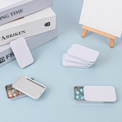 70 Pack White Slide Top Tin Containers, Mini Metal Tin Box with Slide Lid, Em…