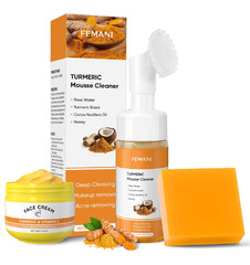 Turmeric Soap Bar and Turmeric Face Cream and Turmeric Face Wash Set for Face &
