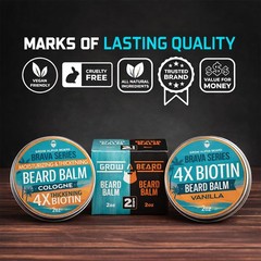 Biotin Beard Balm for Men – Growth & 2 Ounce (Pack of 2),