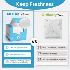 Disposable Face Towels 100Ct (2 Boxes) – Sensitive Skin Cleansing Wipes, Makeup