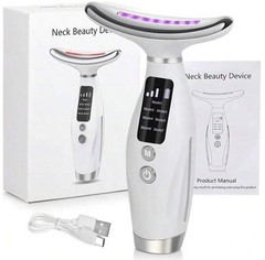 Facial Massager Face and Neck Face Culpting Wand Tool with 7 Color (White) New