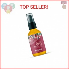 Badger Rose Face Oil, 100% Organic Face Moisturizer, Nourishing & Soothing Organ