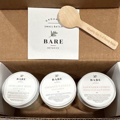 New Bare Botanics Organic Small Batch Sea Salt Body Scrub 3-Jar Gift Box