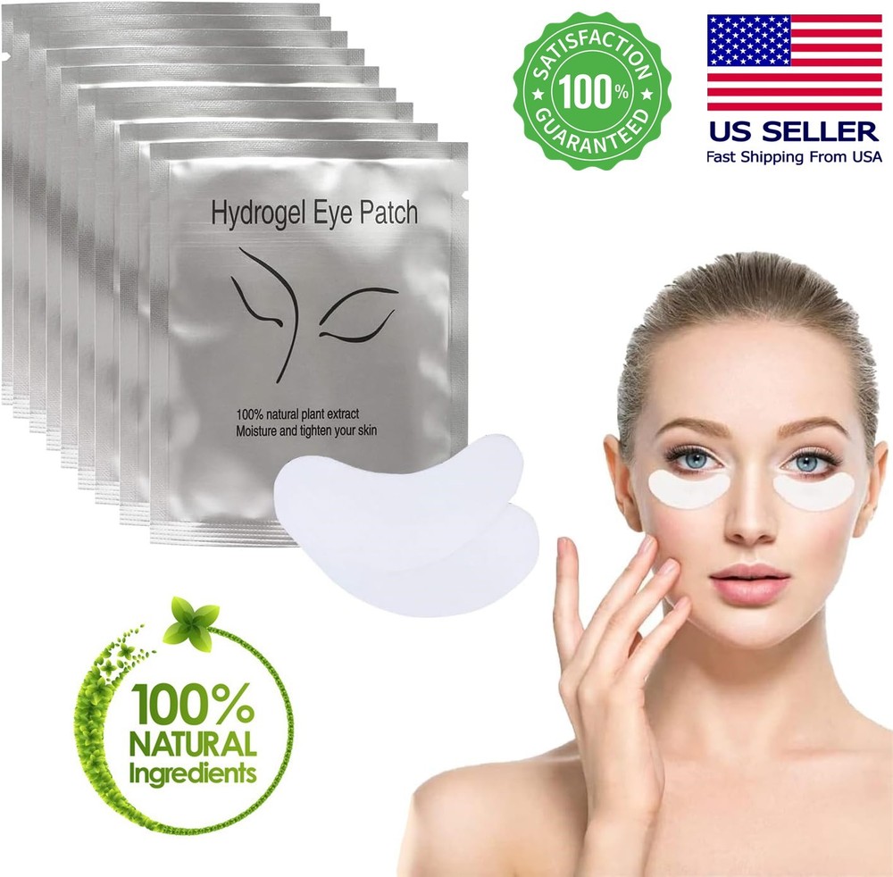50 Pairs Eyelash Extension Gel Patches Natural Hydrogel Under Eye Pad Lint Free