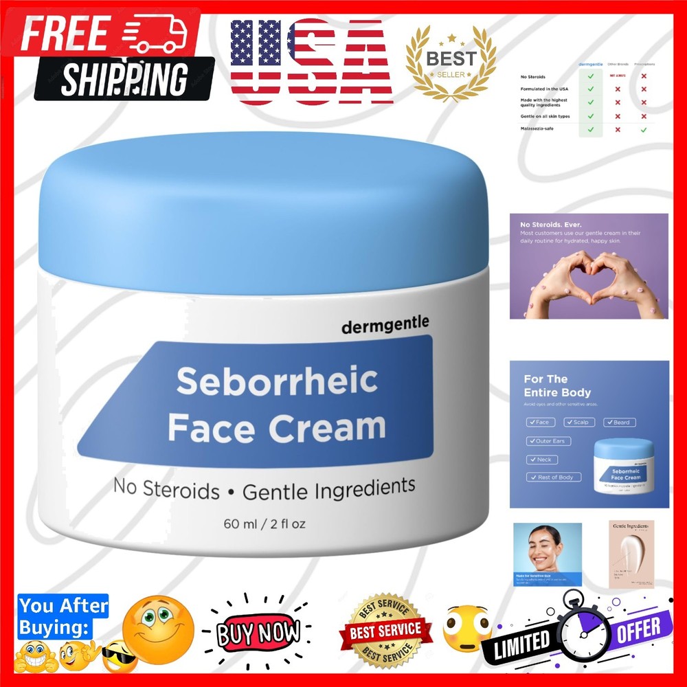Seborrheic Dermatitis Face Cream for Sensitive Skin – Hydrates & Supports the…