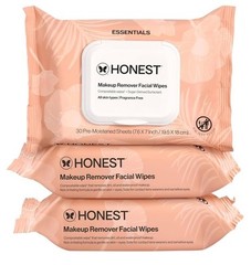 Honest Makeup Remover Facial Wipes 3 Pack 90 Count Fragrance Free Sensitive Skin