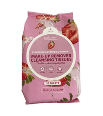 CELAVI Strawberry Makeup Remover Cleansing Wipes Peptide Vitamin C 30 Sheets