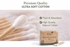 300 Eco-Friendly Bamboo Cotton Swabs – Biodegradable Wooden Buds for Ear & Makeu