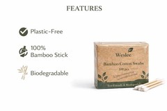 300 Eco-Friendly Bamboo Cotton Swabs – Biodegradable Wooden Buds for Ear & Makeu