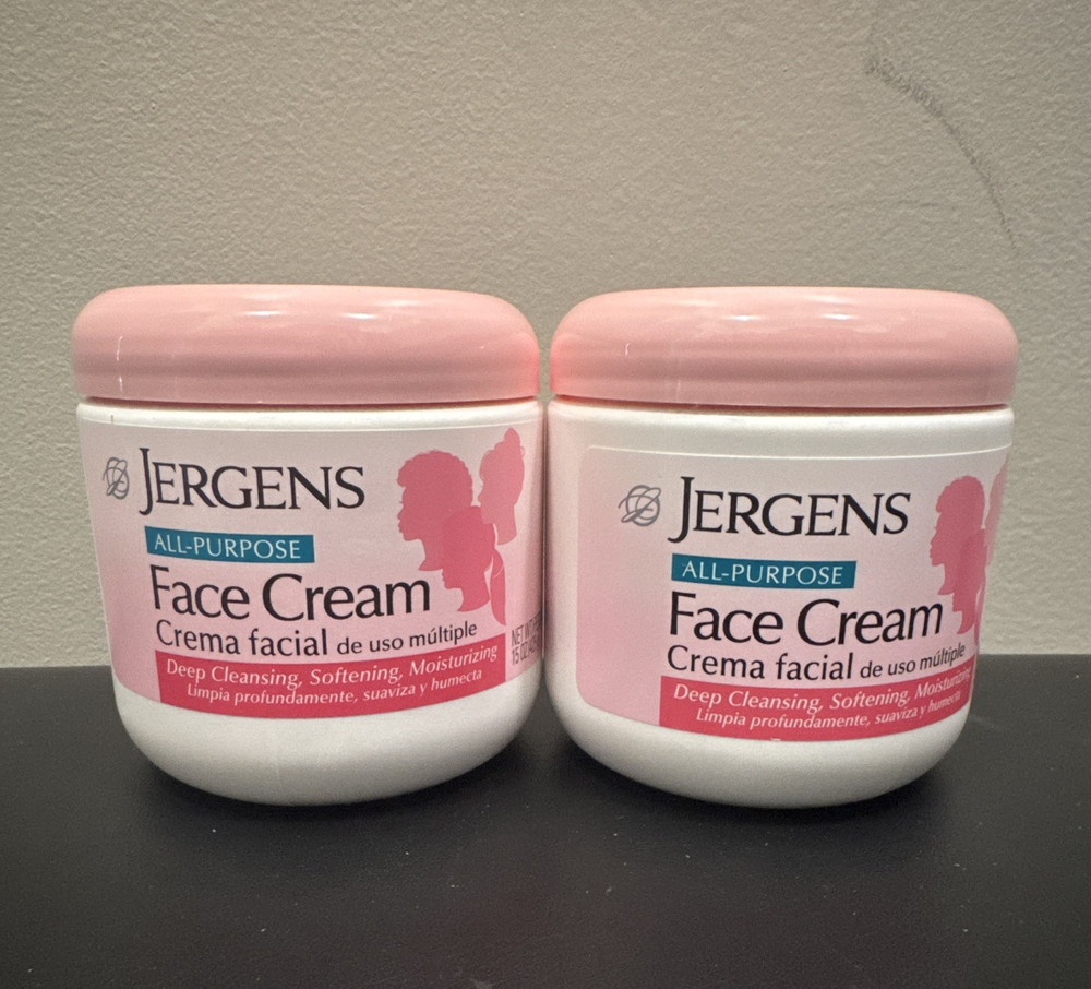 Jergens All-Purpose Face Cream Deep Cleansing Softening Moisturizing 2 Jars