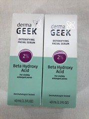 Lot of 2 Derma Geek Detoxifying Facial Serum 2% Beta Hydroxy Acid 1.3 FL Oz