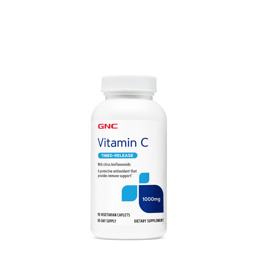 GNC Vitamin C Timed-Release 1000mg Protective Bones 90 Vegetarian Caplets NEW