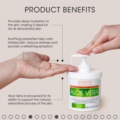 Aloe Vera Body Cream with Hyaluronic Acid Vitamin C and Vitamin E 16 Ounce