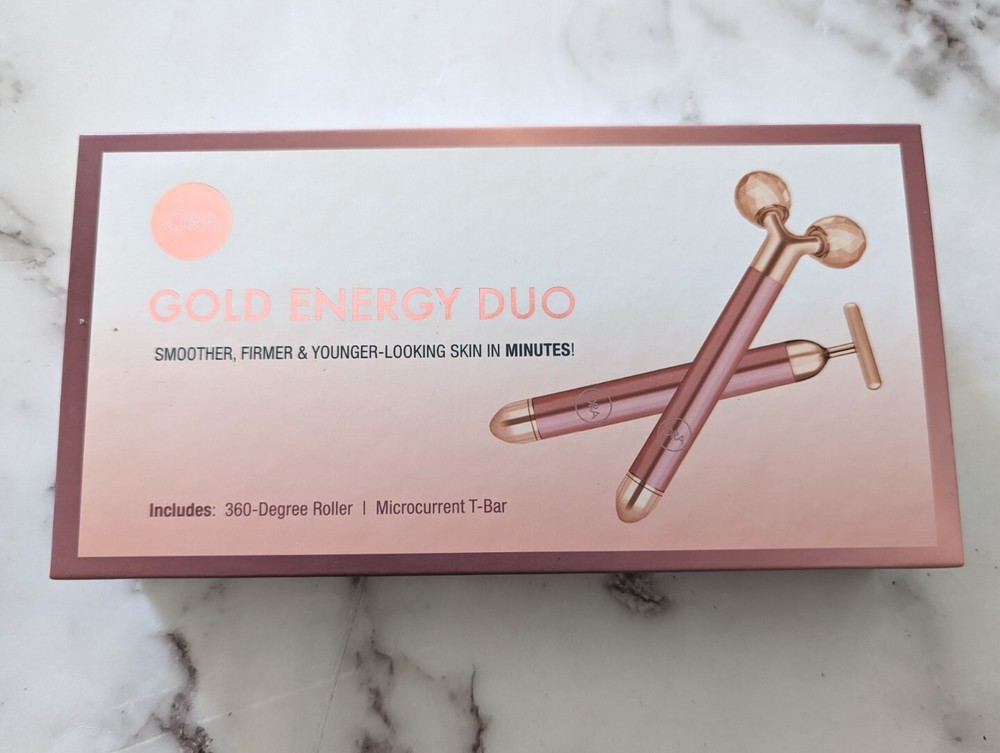 Ora Gold Energy Duo. Includes Microcurrent T-Bar & 360-Degree Roller. NEW