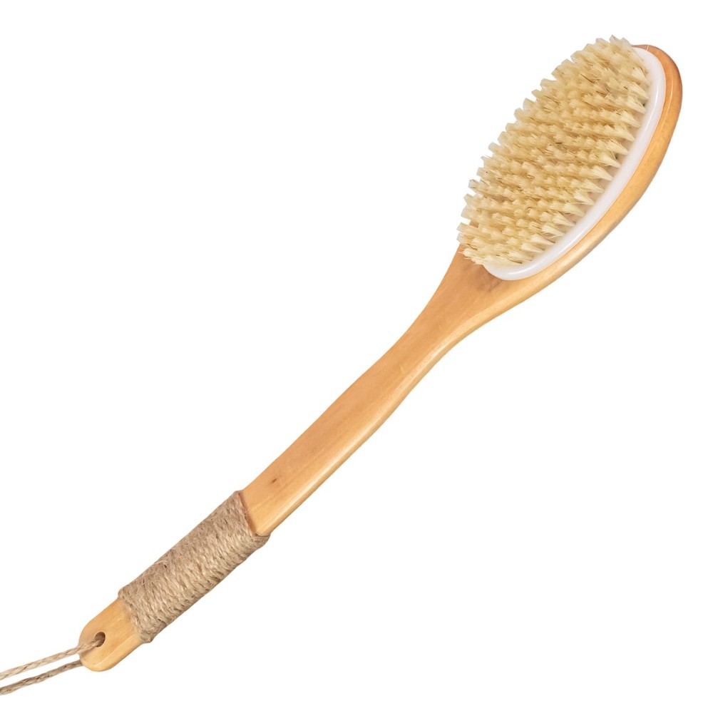 16.5 Inches Back Scrubber for Shower with Curved Long Handle,Wet&Dry Yellow