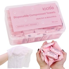ICOTLE 50 Pcs Compressed Towels Disposable 1 Count (Pack of 50), 50