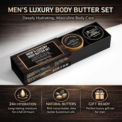 Men&rsquo;s Body Butter Set of 2 – Shea & Cocoa Moisturizer, Hydrating Skin Care