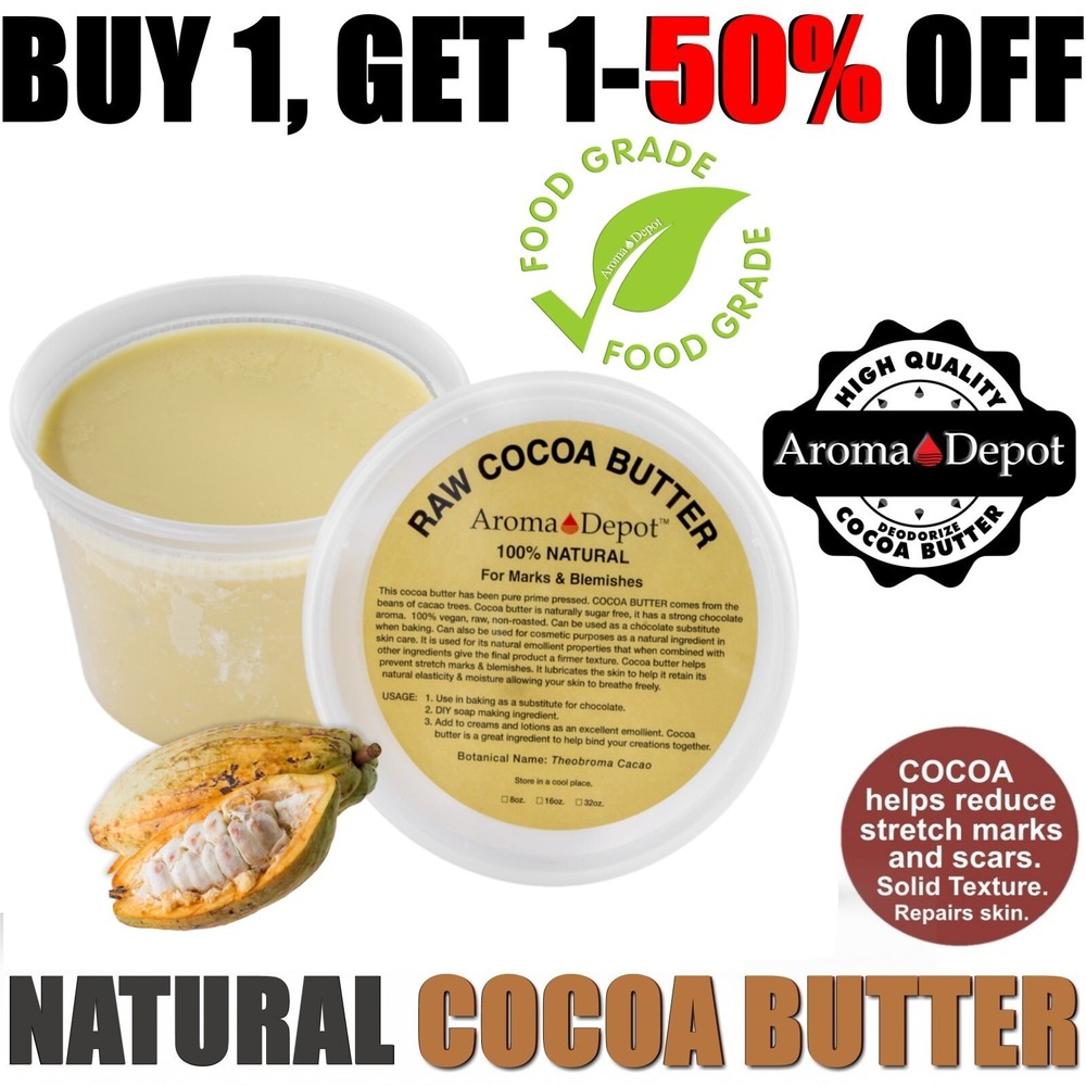 16 oz. Raw Cocoa Butter 100% Pure Natural FOOD-GRADE Prime Pressed Cacao Butter