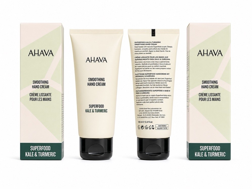 AHAVA Smoothing Hand Cream Kale & Turmeric 3.4 fl oz 100ml Duo Set New