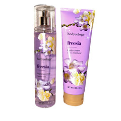 Bodycology Freesia & Rose Body Mist 8oz & Freesia Body Cream Lotion 8oz New