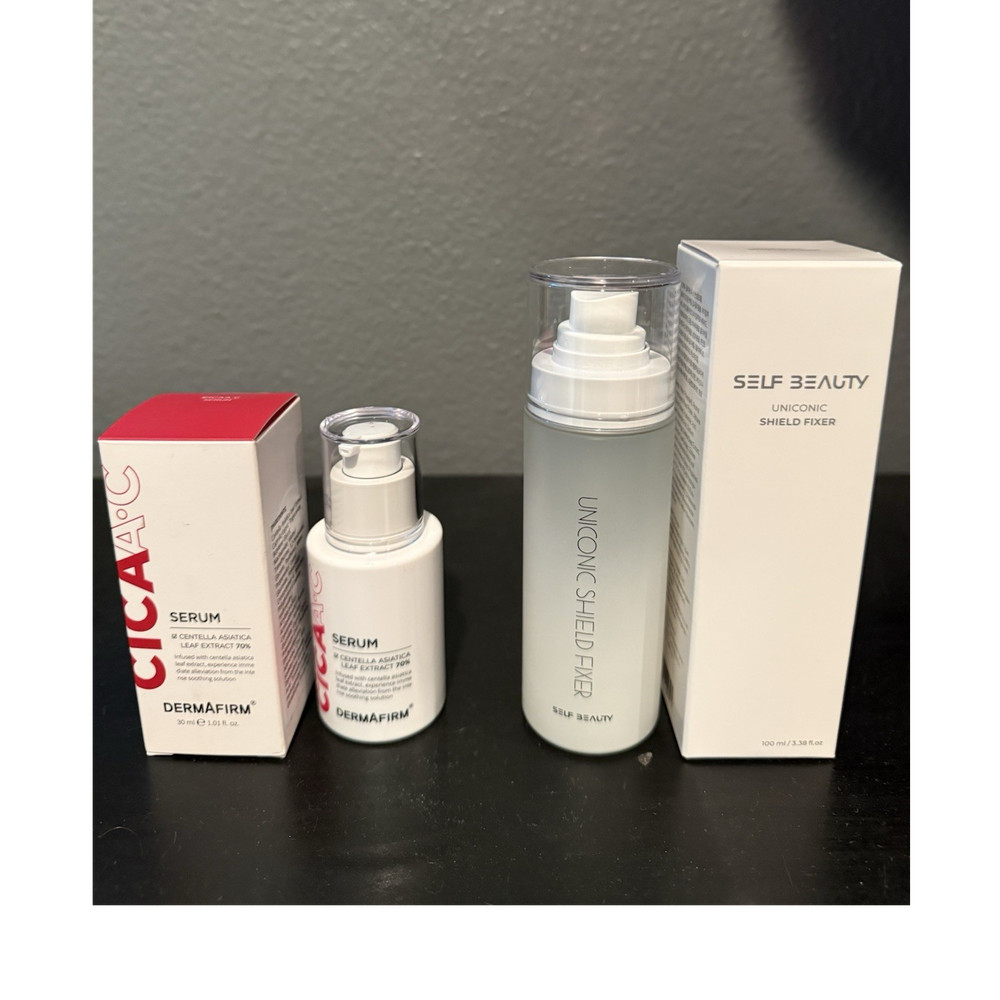 DERMAFIRM CICA A-C Serum & SELF BEAUTY UNICONIC Shield Fixer Set